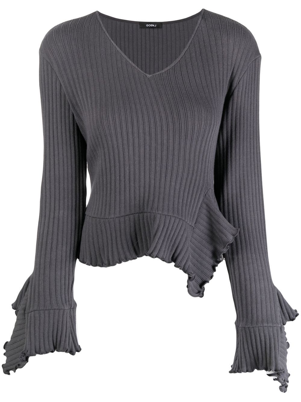 Goen.J V-neck ribbed peplum top - Grey von Goen.J