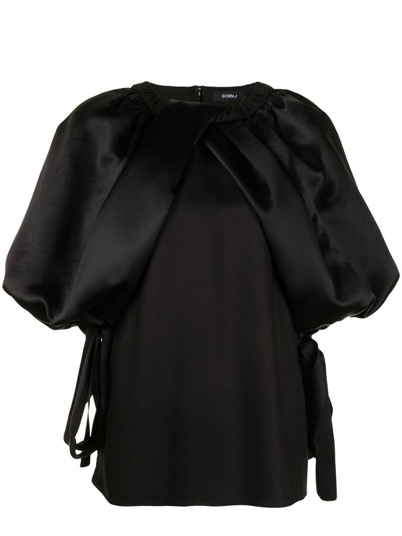 Goen.J balloon-sleeve twisted front top - Black von Goen.J