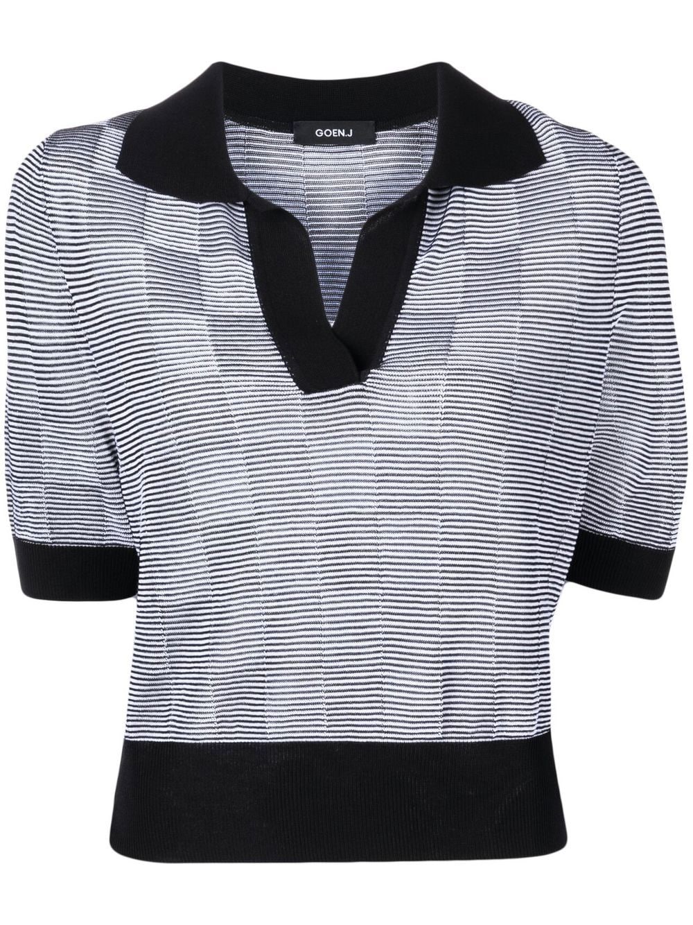 Goen.J checkerboard-print short-sleeved top - Black von Goen.J