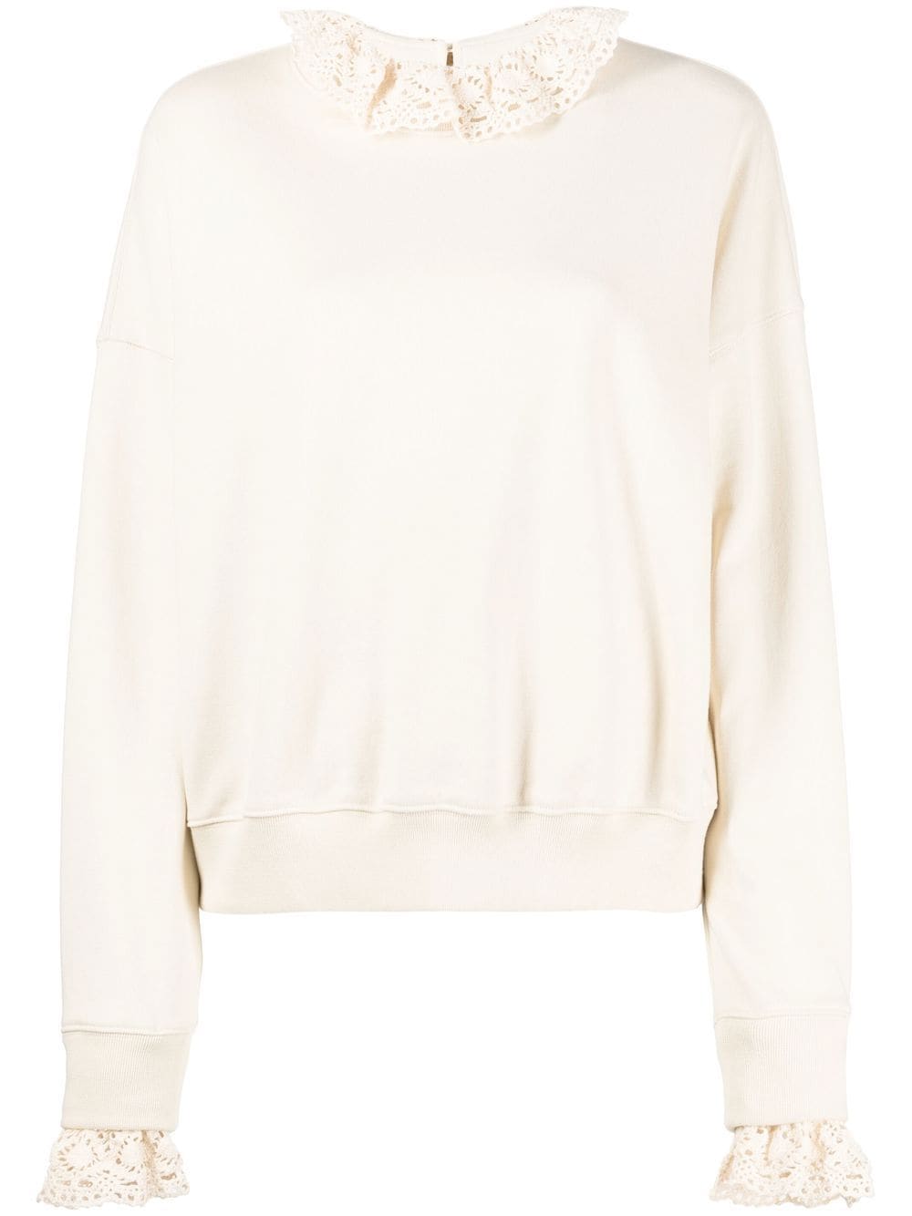 Goen.J crochet-trim crew-neck sweatshirt - Neutrals von Goen.J