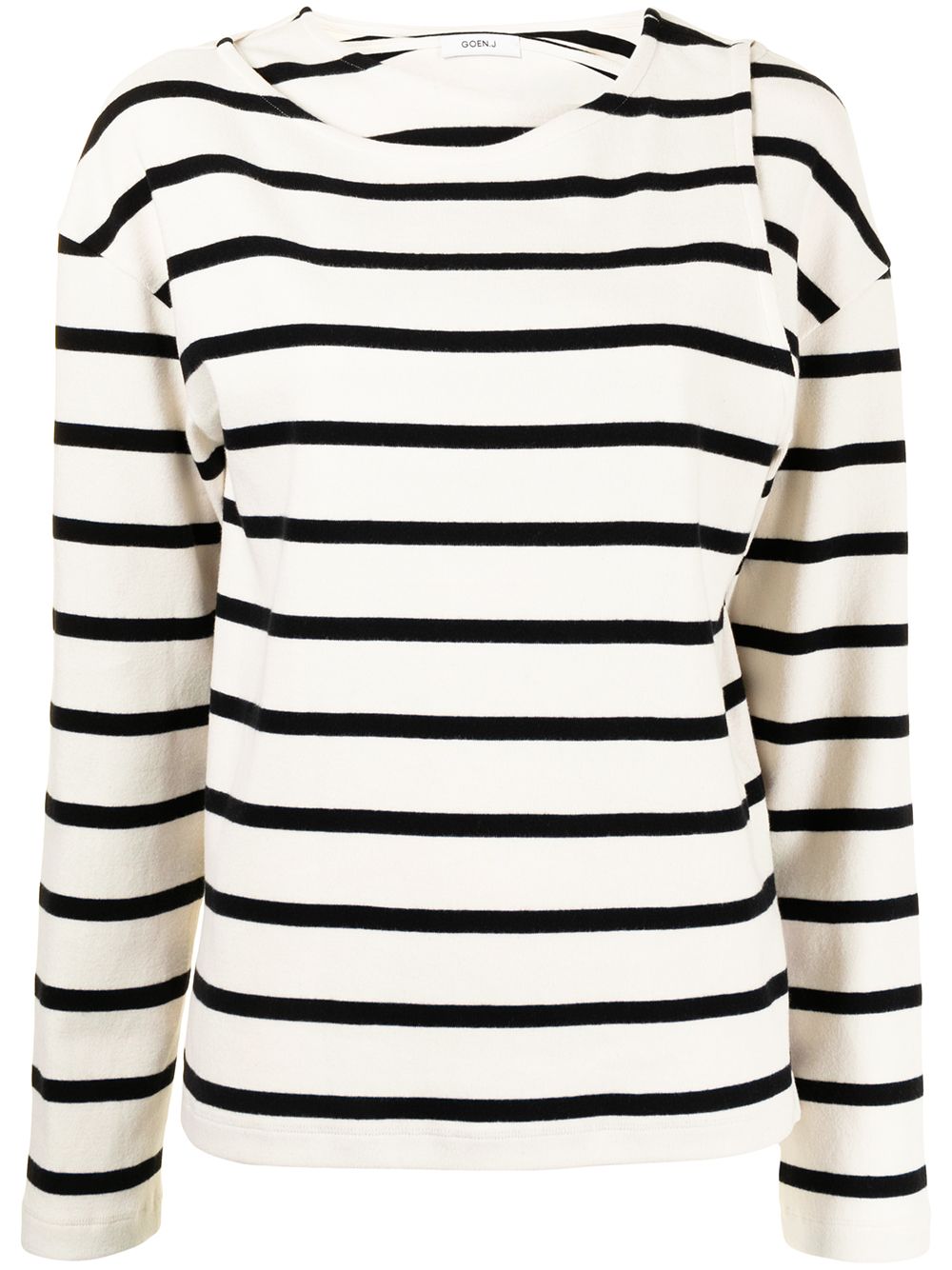 Goen.J double-layered stripe jersey top - White von Goen.J