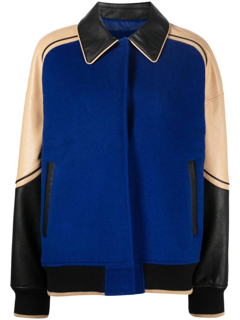 Goen.J faux-leather trim wool jacket - Blue von Goen.J