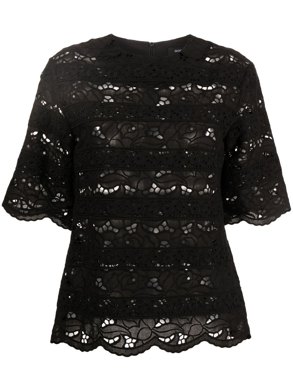 Goen.J floral lace knitted top - Black von Goen.J