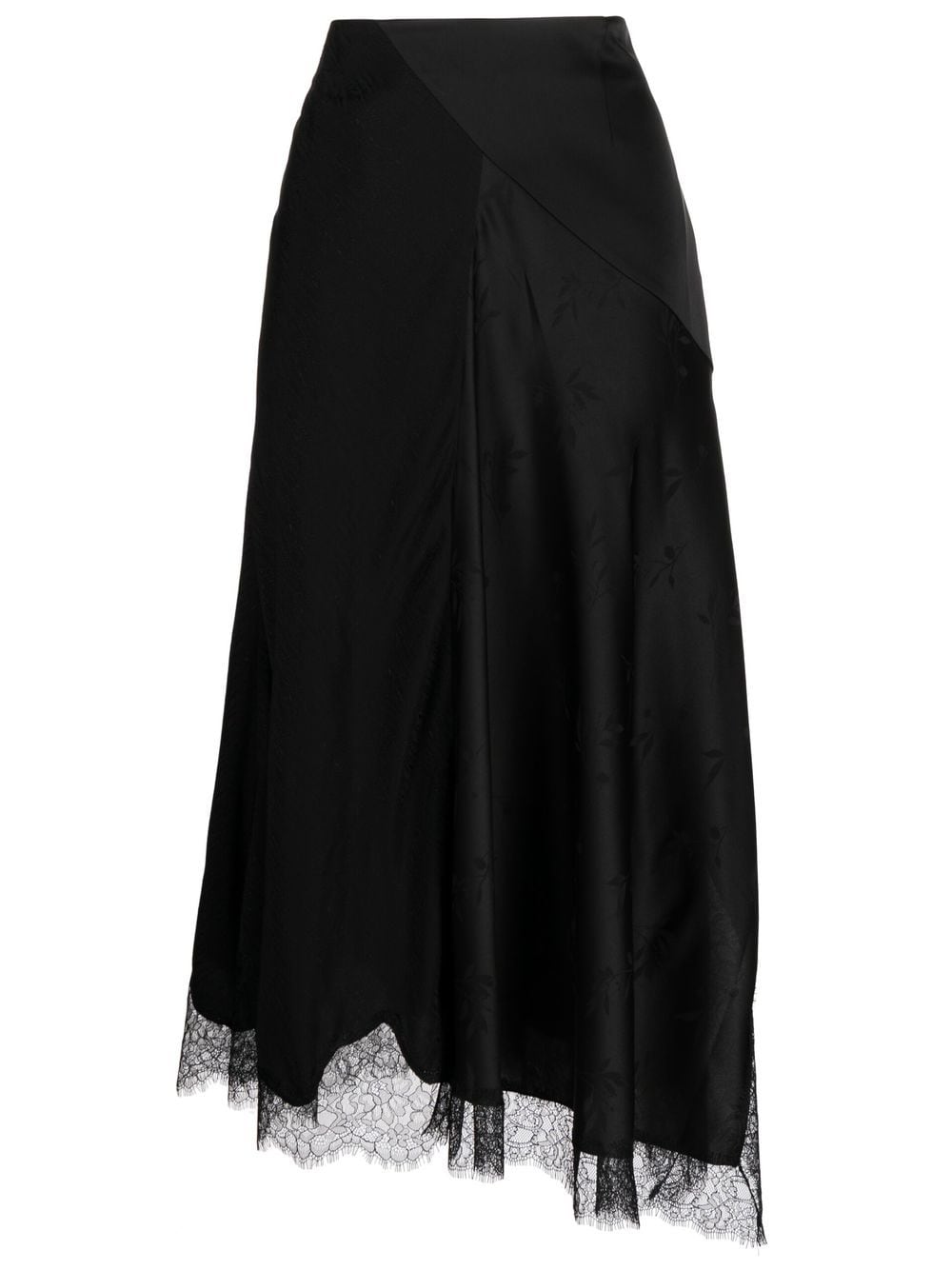 Goen.J jacquard lace-trim midi skirt - Black von Goen.J