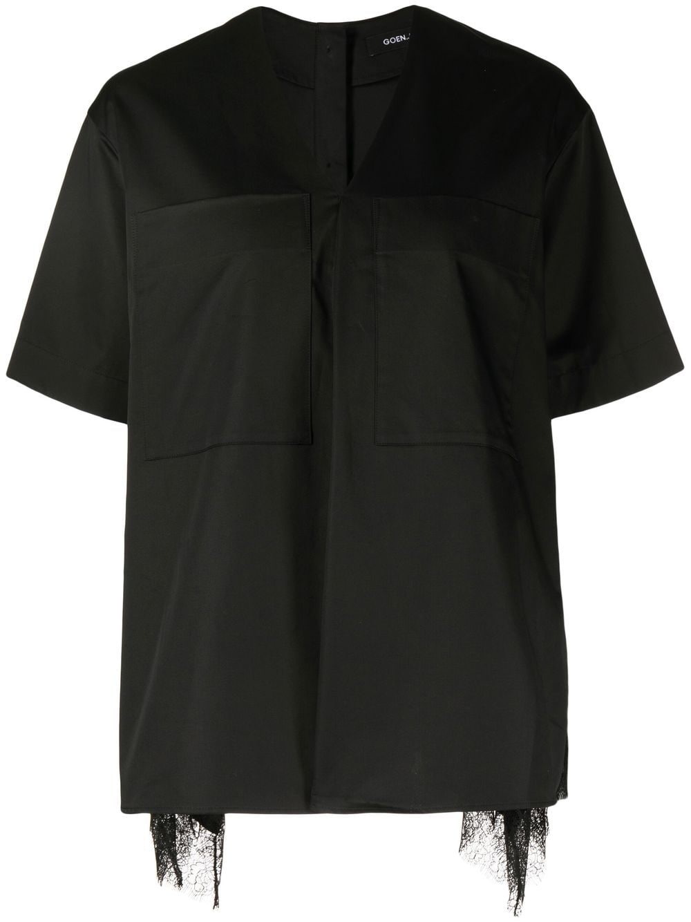 Goen.J lace-trimmed short-sleeve blouse - Black von Goen.J