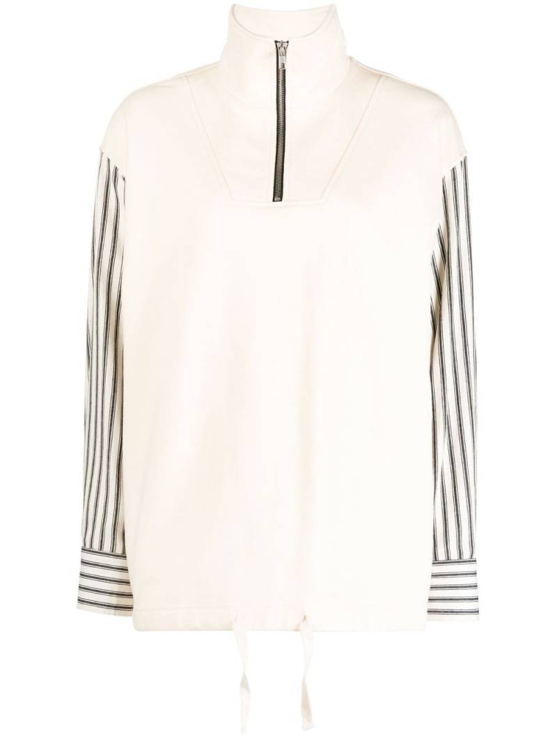 Goen.J poplin striped-sleeve sweatshirt - Neutrals von Goen.J