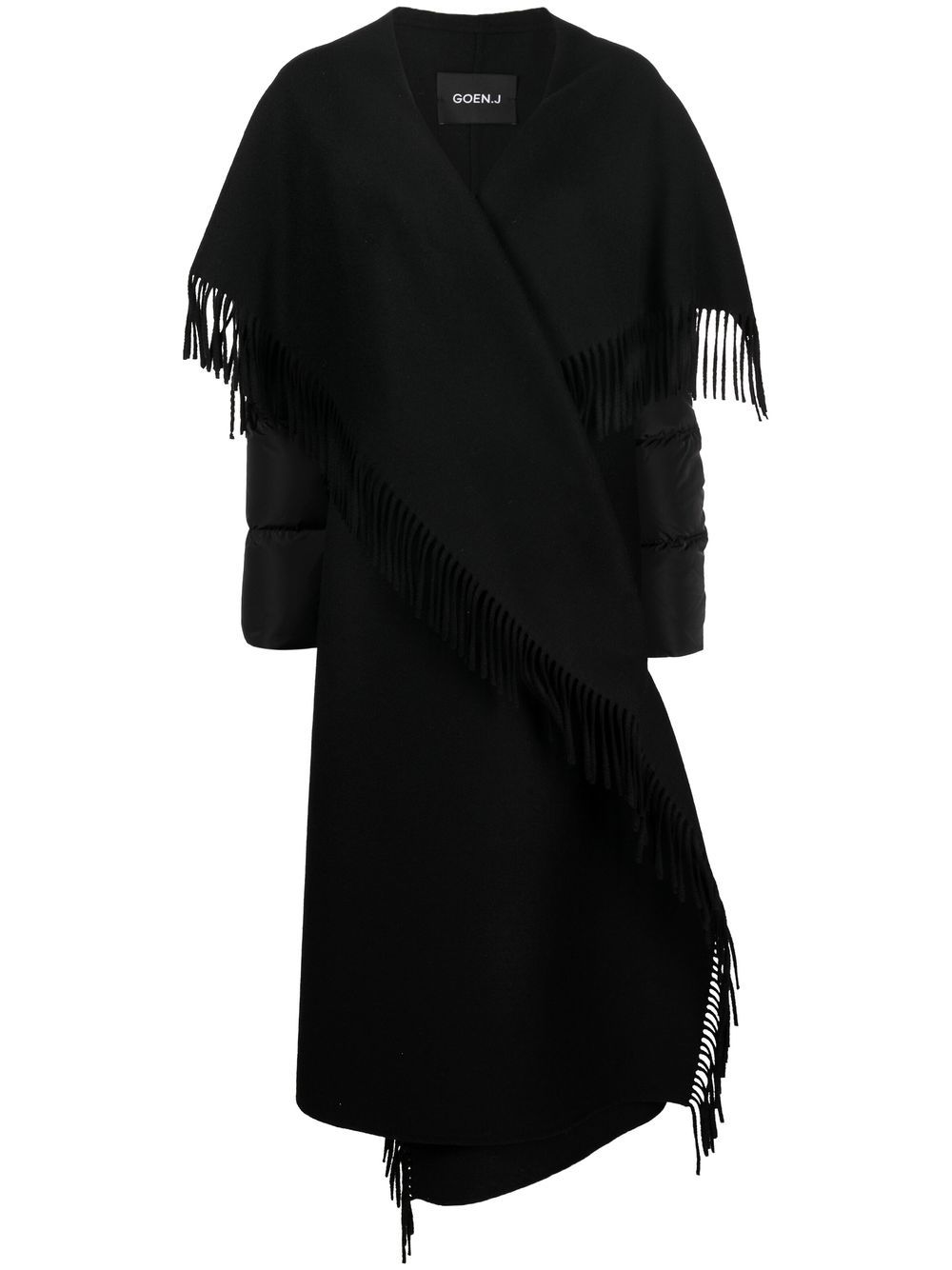 Goen.J quilted down fringed coat - Black von Goen.J