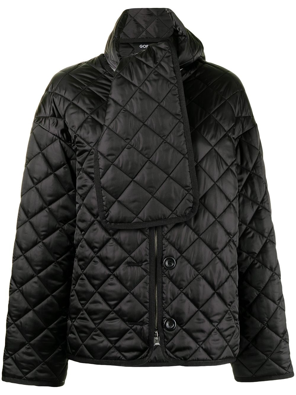 Goen.J scarf-detail quilted oversized jacket - Black von Goen.J
