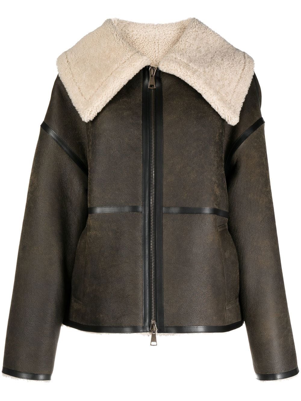 Goen.J shearling-lined aviator leather jacket - Brown von Goen.J