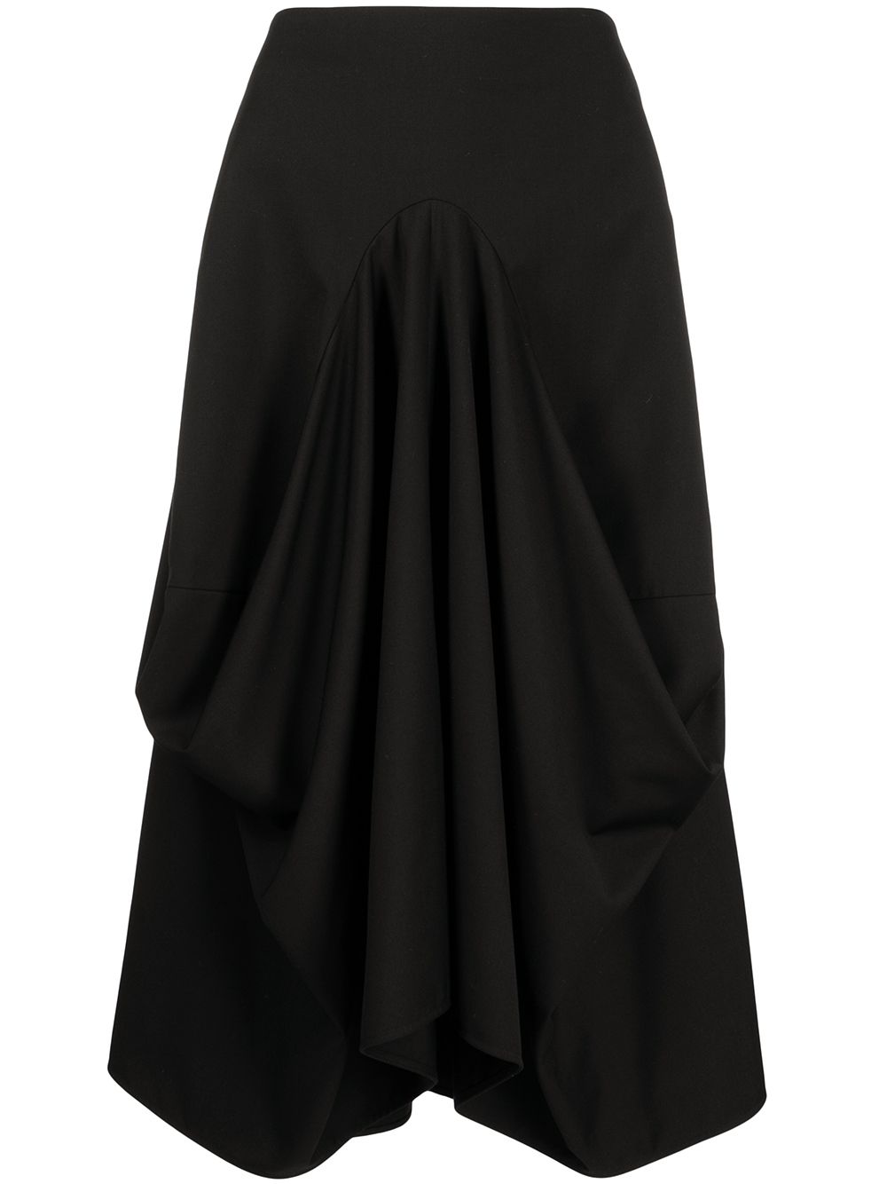 Goen.J structured draping midi skirt - Black von Goen.J