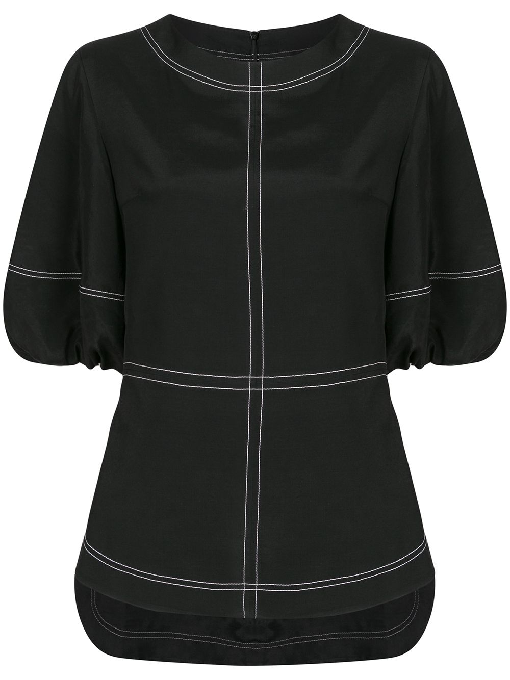 Goen.J topstitching puff-sleeves blouse - Black von Goen.J