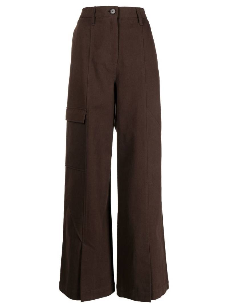 Goen.J twill wide-leg trousers - Brown von Goen.J