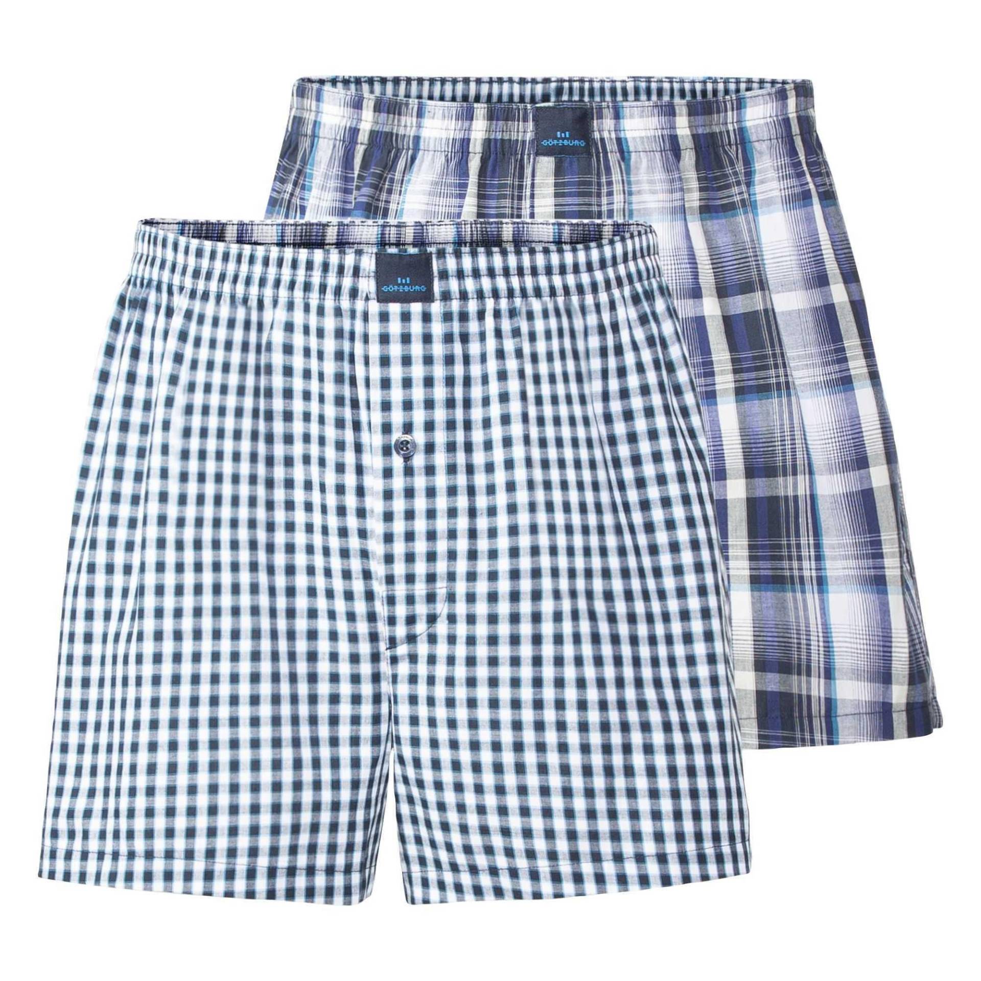 Web-boxershorts 2er Pack, Unterwäsche Herren Blau L von Götzburg