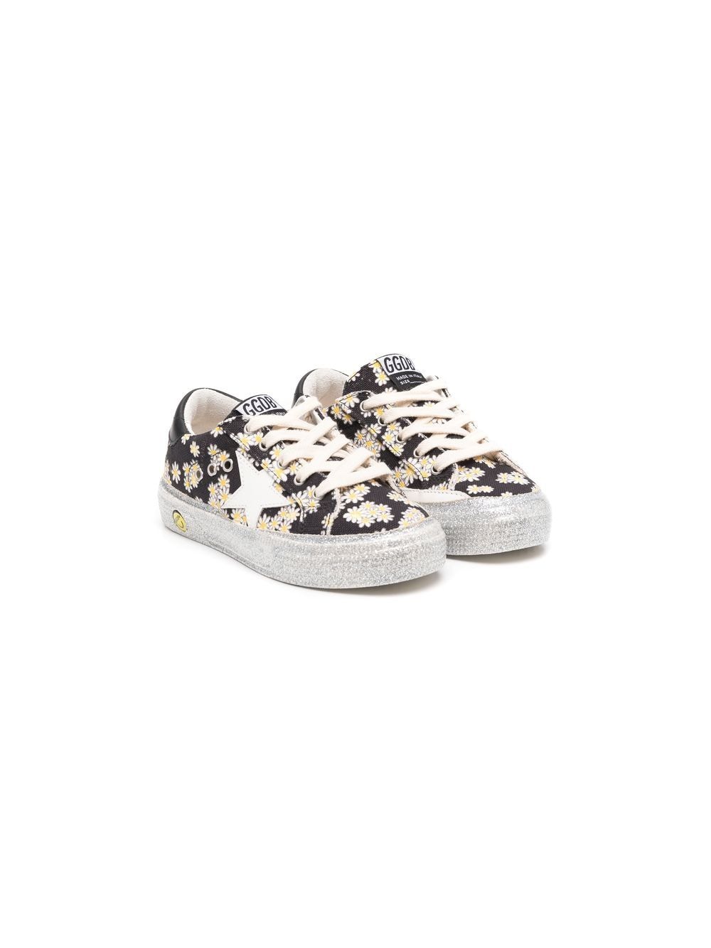 Golden Goose Kids May daisy-print low-top sneakers - Black von Golden Goose Kids