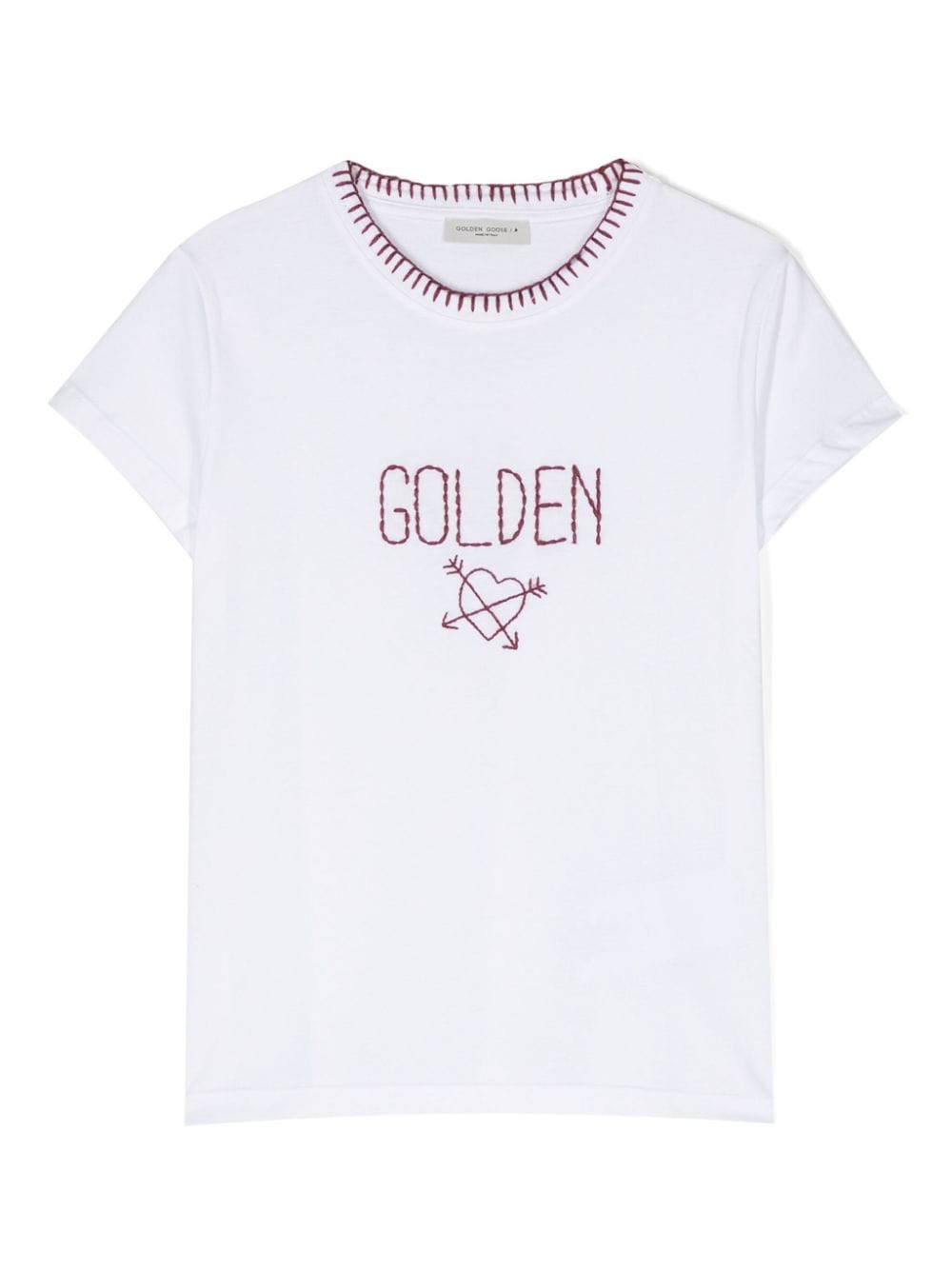 Golden Goose Kids logo-embroidered cotton T-shirt - White von Golden Goose Kids