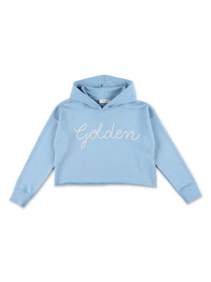 Golden Goose Kids logo-embroidered cropped hoodie - Blue von Golden Goose Kids