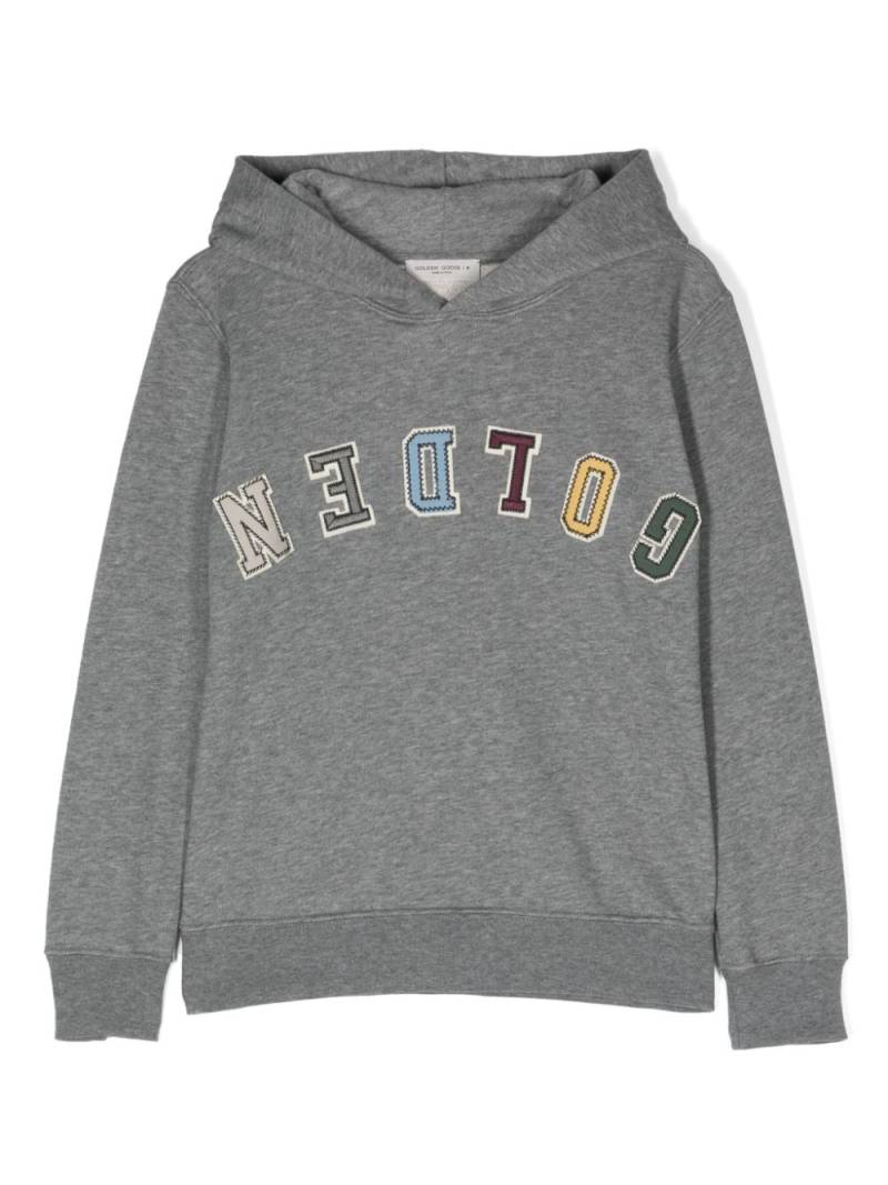 Golden Goose Kids logo-patches mélange-effect hoodie - Grey von Golden Goose Kids