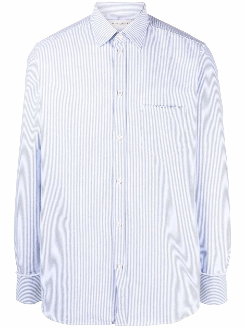 Golden Goose G logo-embroidery striped shirt - Blue von Golden Goose