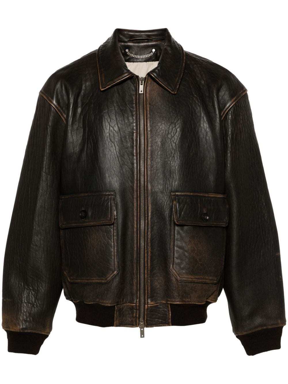 Golden Goose Louis leather aviator jacket - Brown von Golden Goose