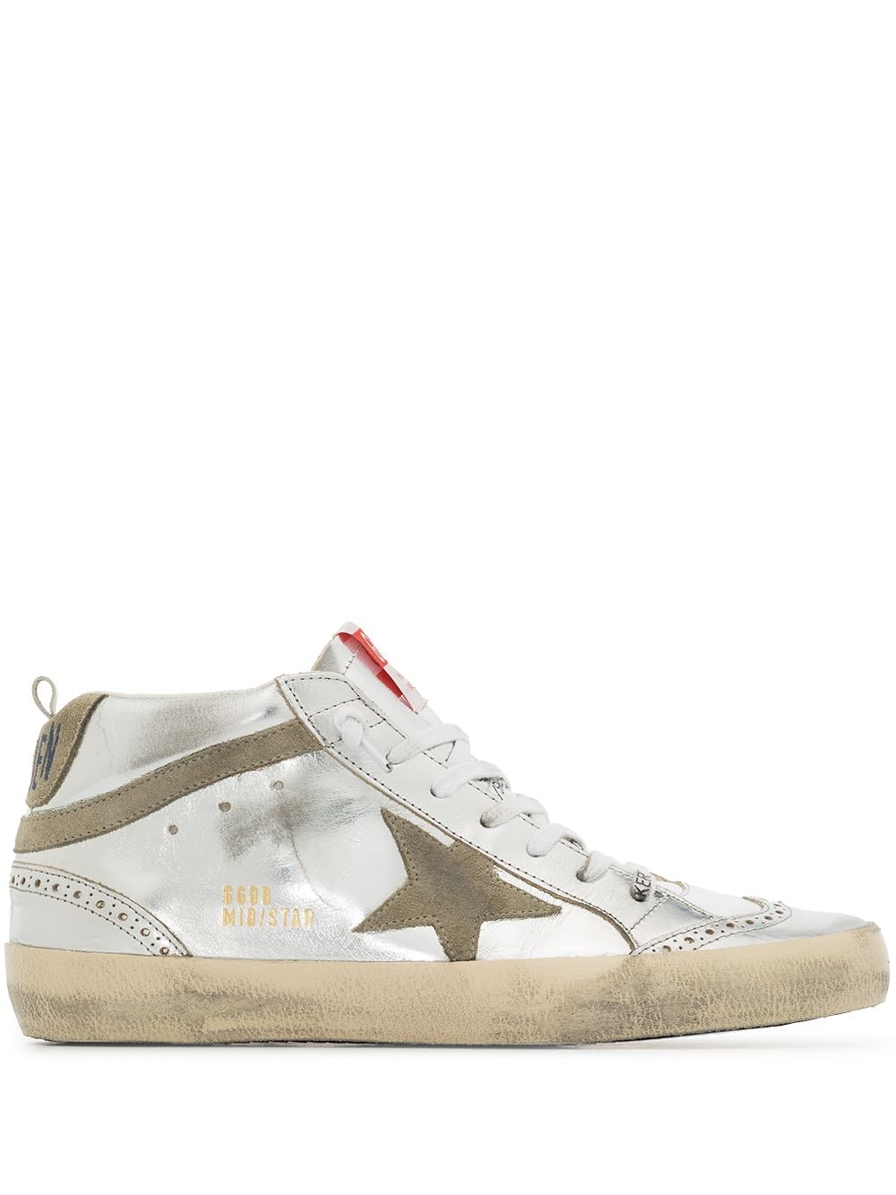 Golden Goose Mid-Star laminated sneakers - Silver von Golden Goose