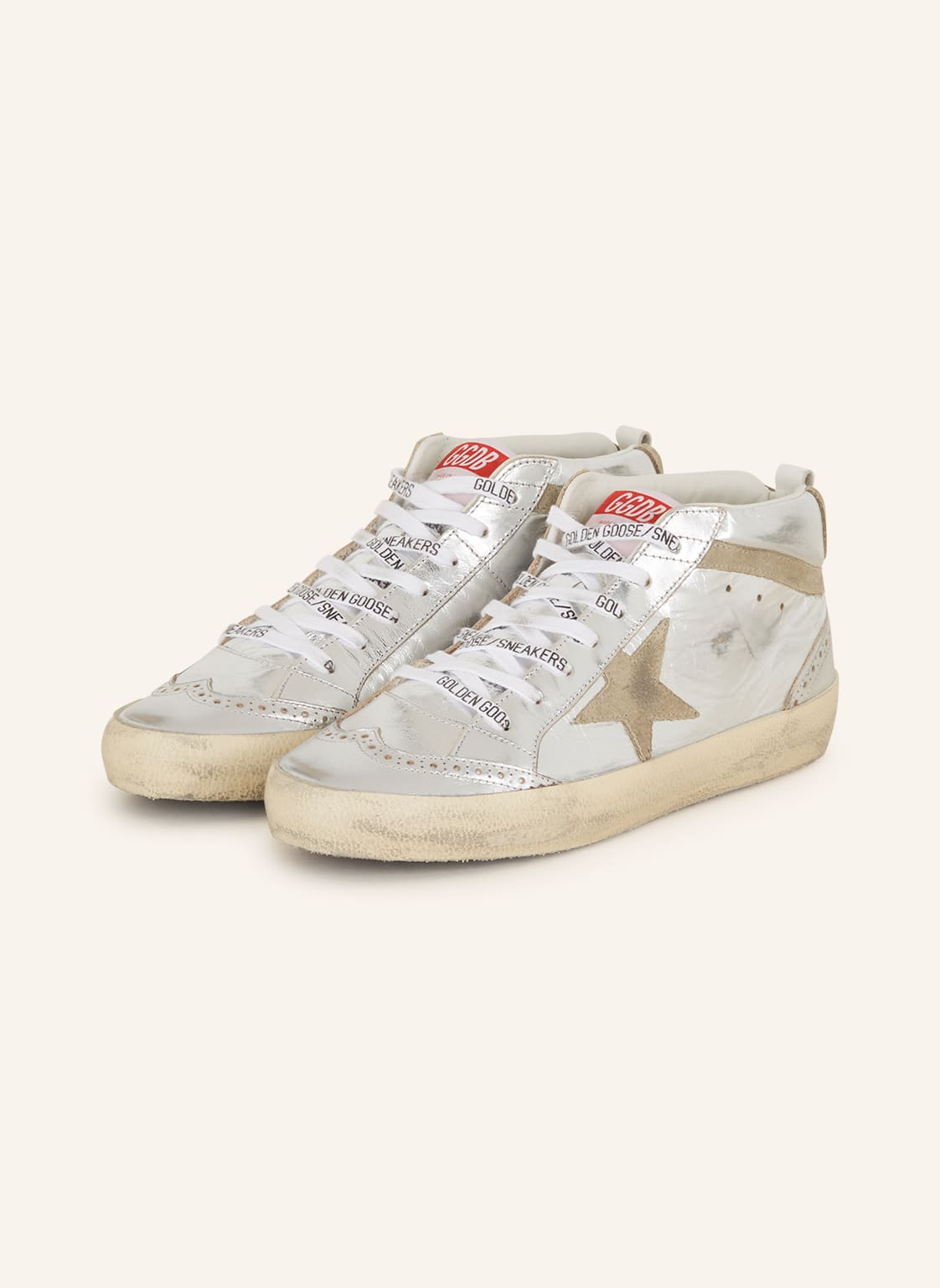 Golden Goose Sneaker Mid Star silber von Golden Goose