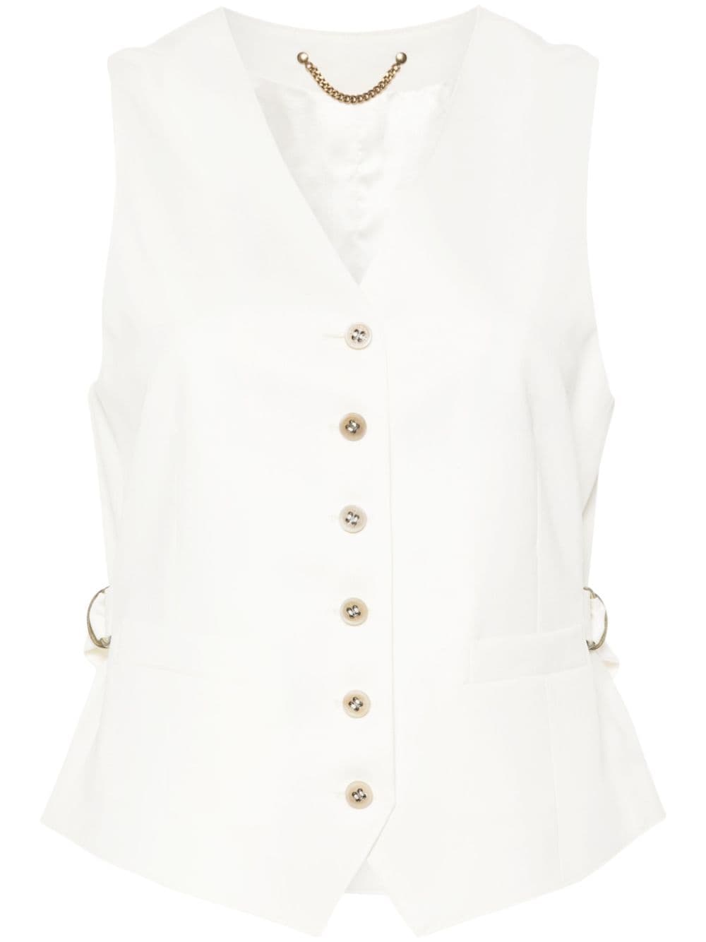 Golden Goose V-neck twill waistcoat - White von Golden Goose