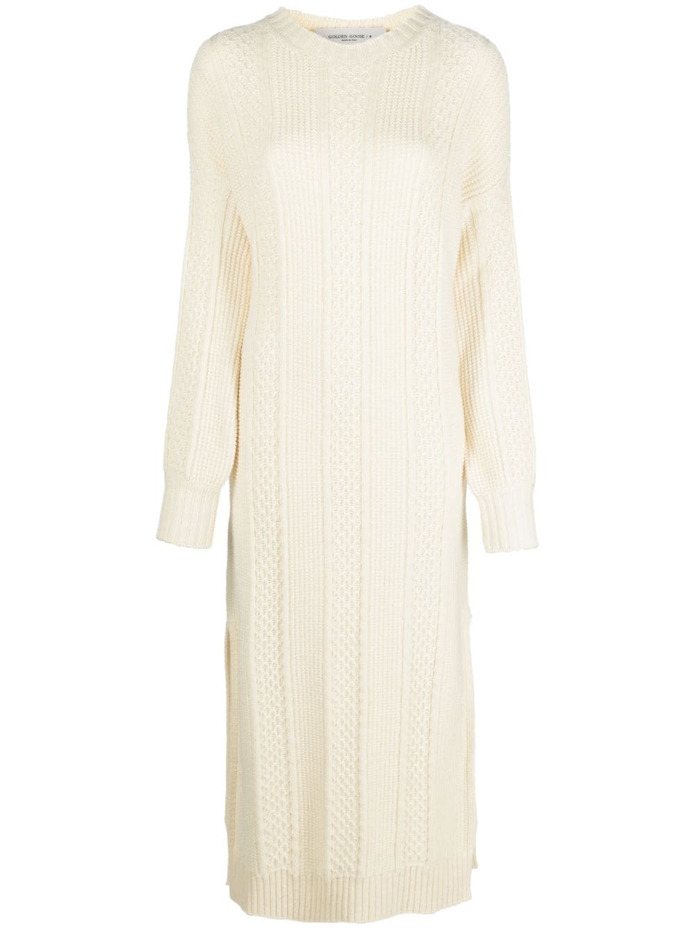 Golden Goose cable-knit crew neck dress - White von Golden Goose