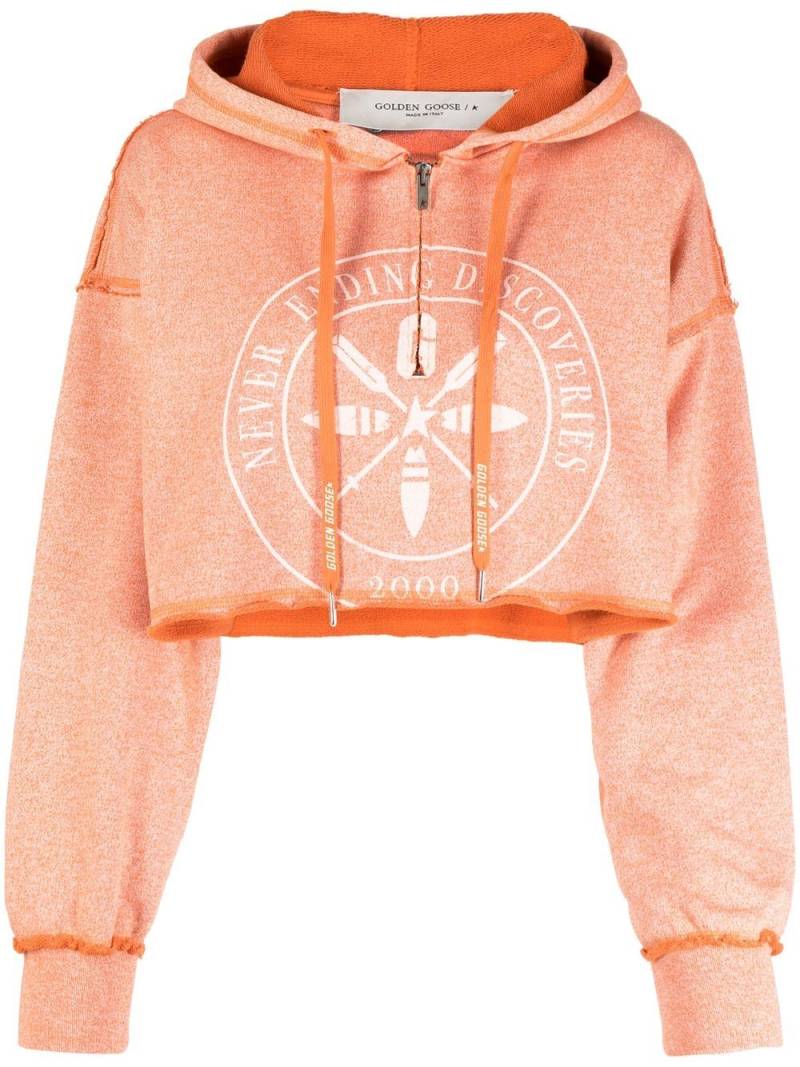 Golden Goose cropped graphic-print hoodie - Orange von Golden Goose