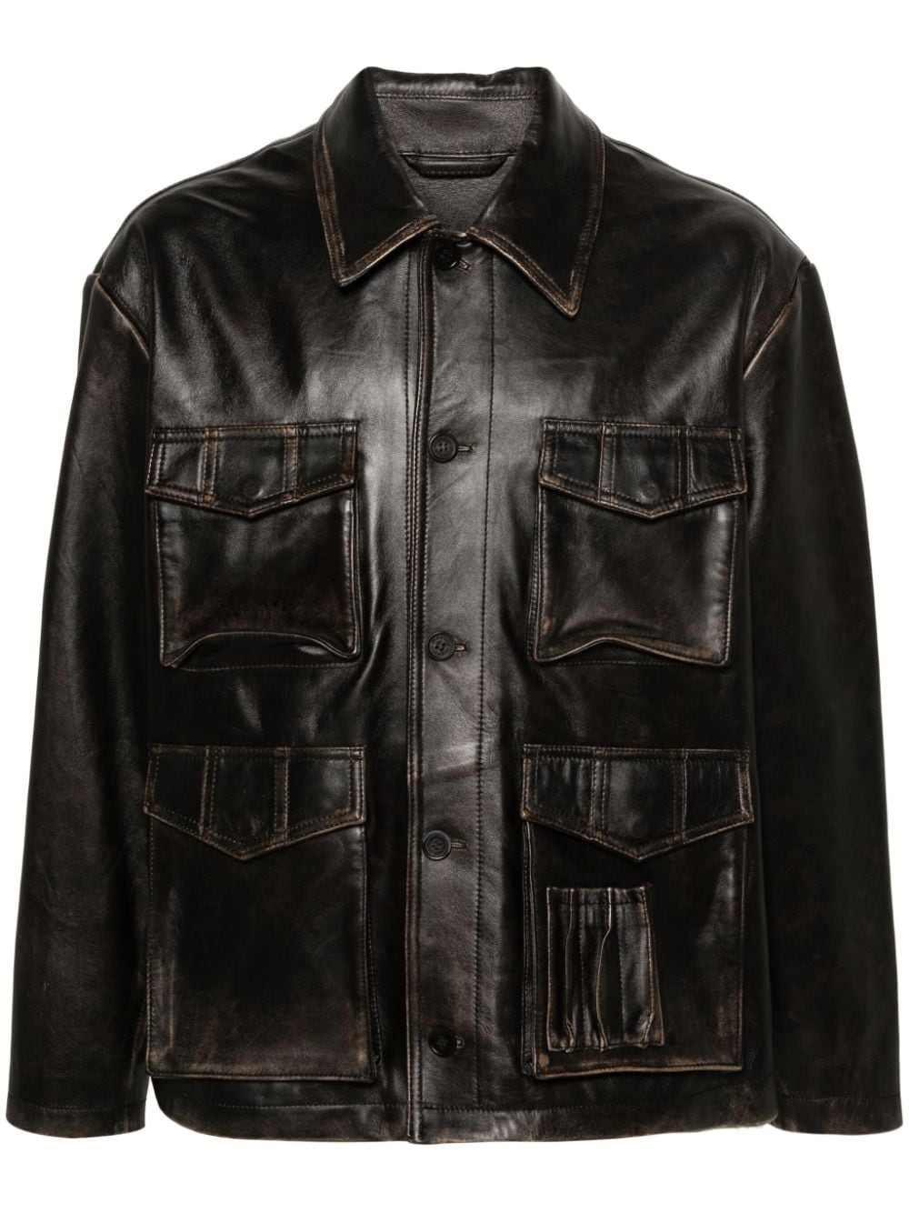 Golden Goose cut-out detail leather jacket - Brown von Golden Goose