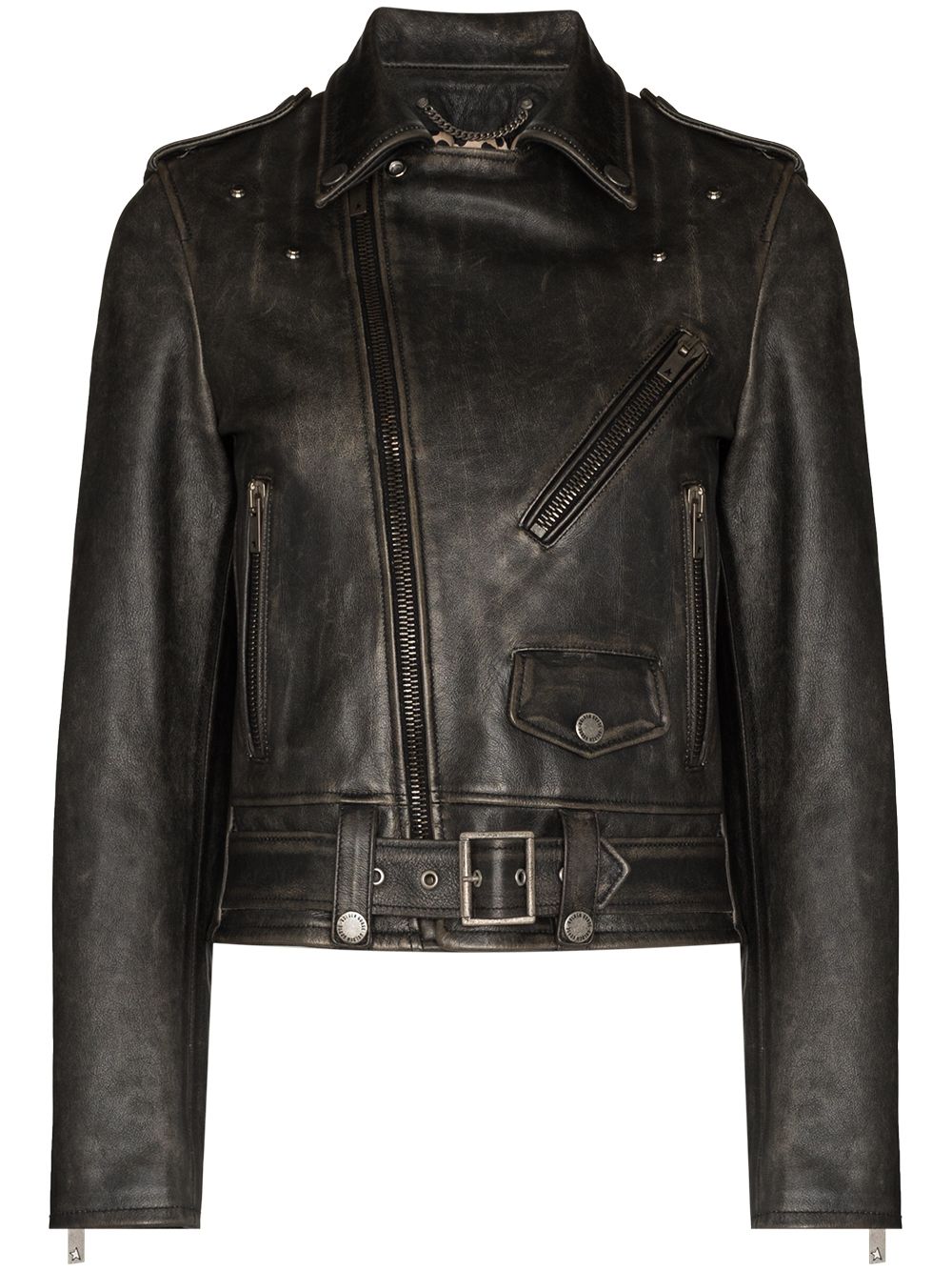 Golden Goose distressed-effect leather biker jacket - Black von Golden Goose