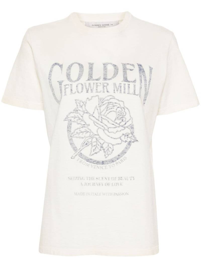 Golden Goose distressed logo-print cotton T-shirt - Neutrals von Golden Goose