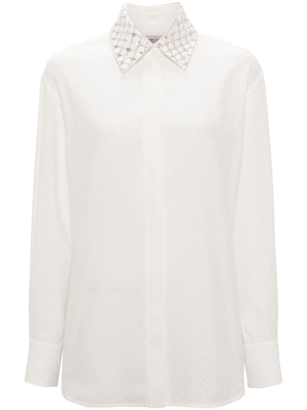 Golden Goose embellished-collar patterned-jacquard shirt - White von Golden Goose