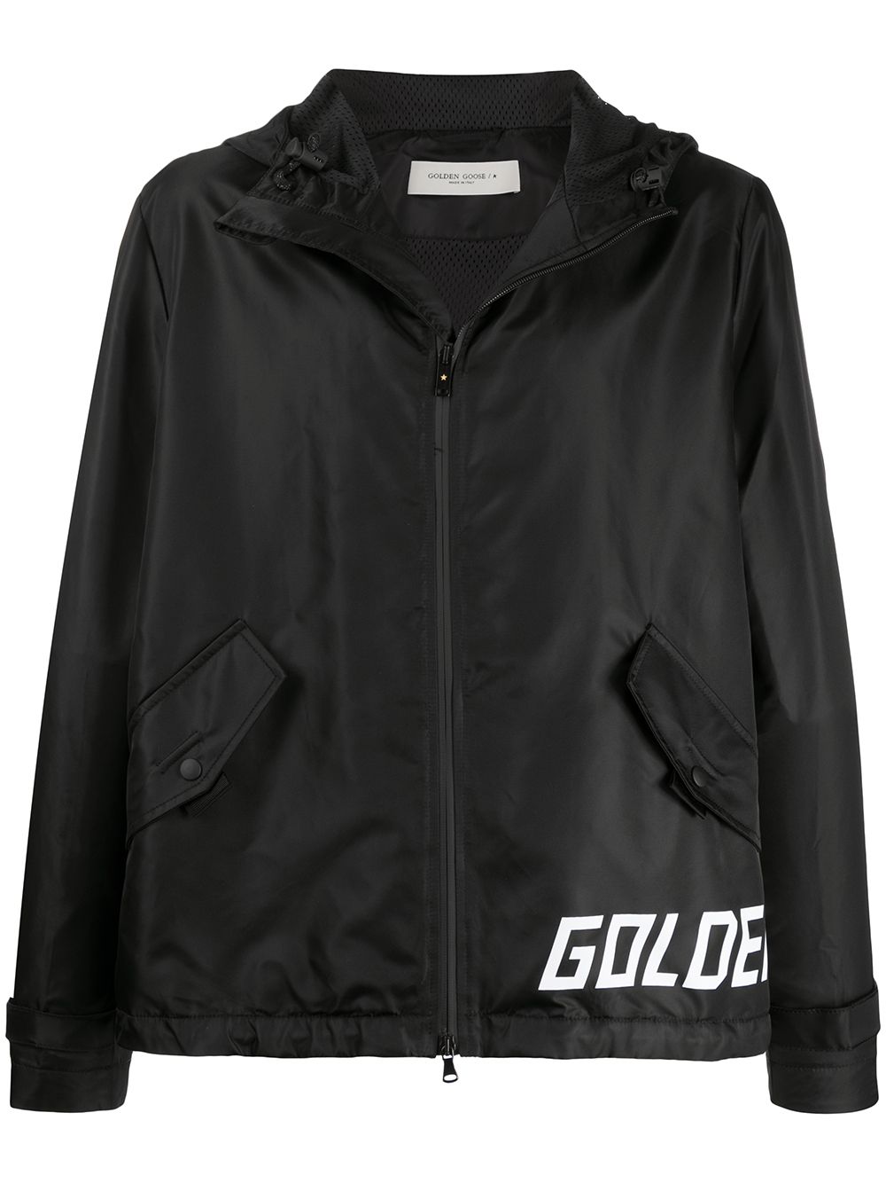 Golden Goose hooded logo print jacket - Black von Golden Goose