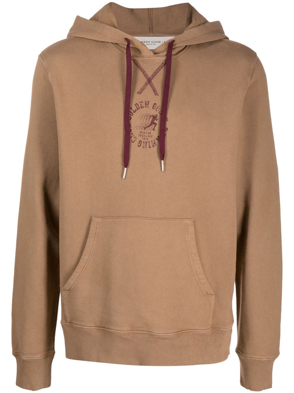 Golden Goose logo-print cotton hoodie - Brown von Golden Goose
