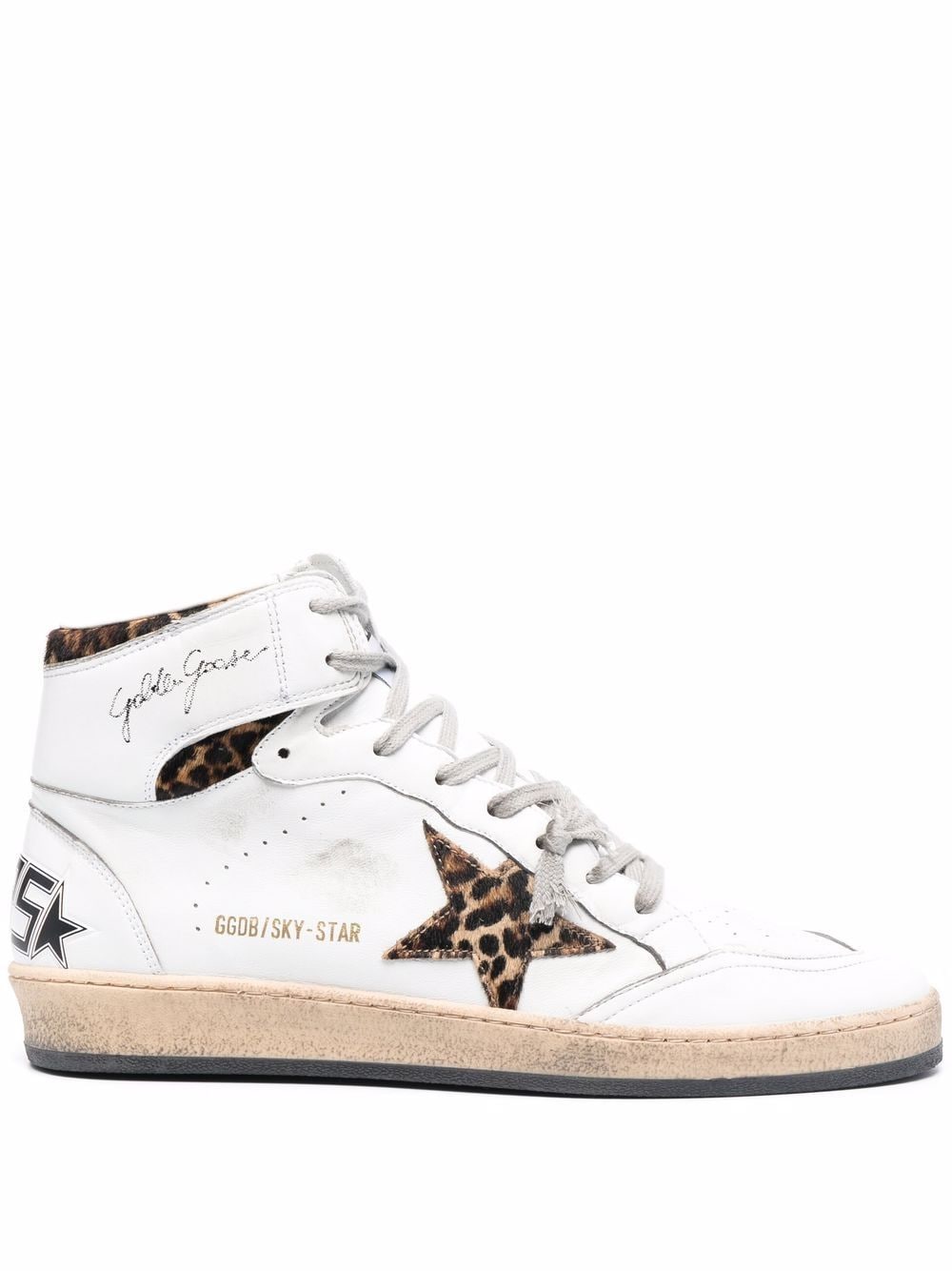 Golden Goose logo-print high-top leather sneakers - White von Golden Goose