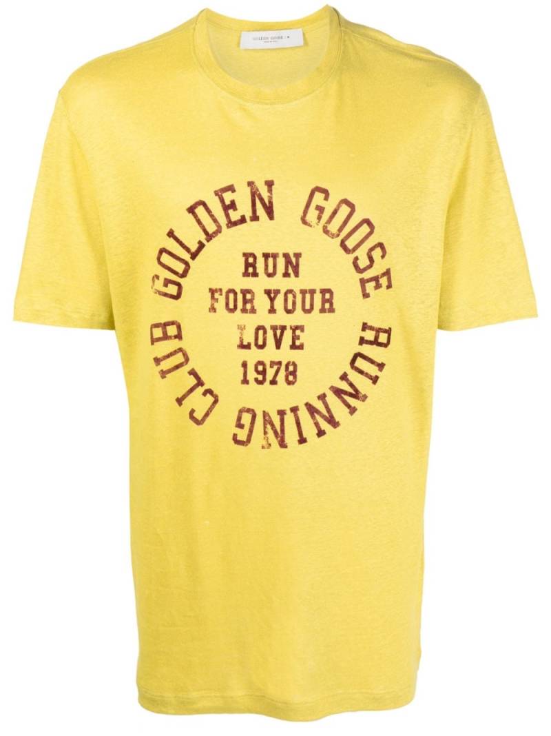 Golden Goose logo-print linen T-shirt - Yellow von Golden Goose