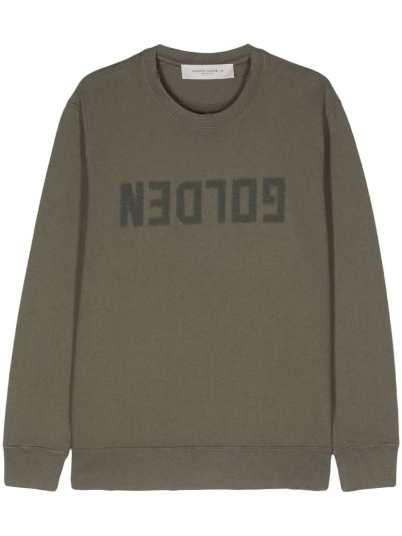 Golden Goose logo-print distressed sweatshirt - Green von Golden Goose