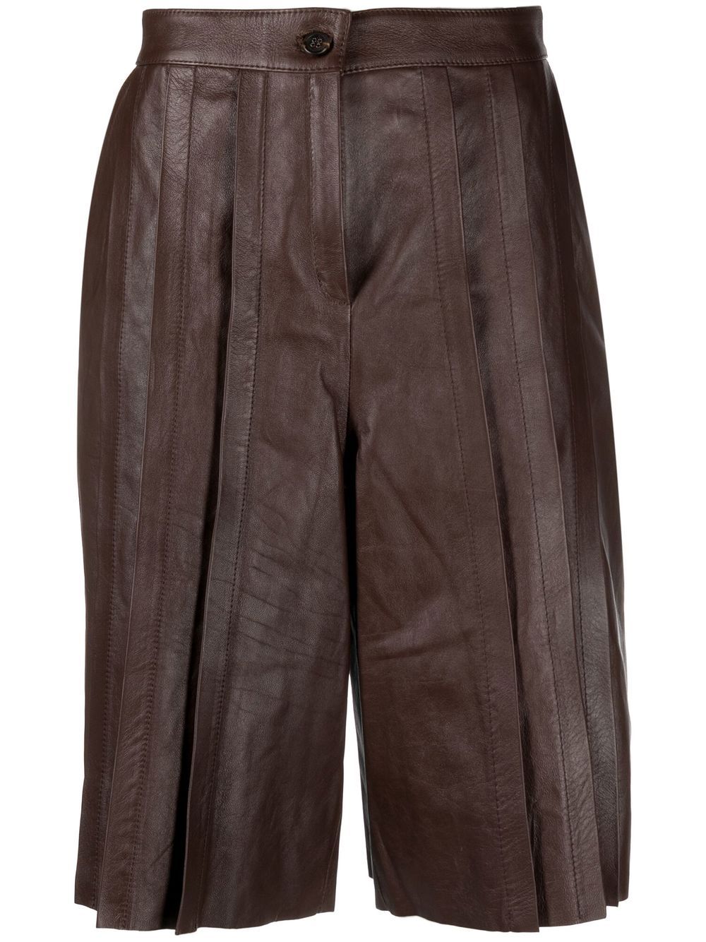 Golden Goose pleated leather shorts - Brown von Golden Goose