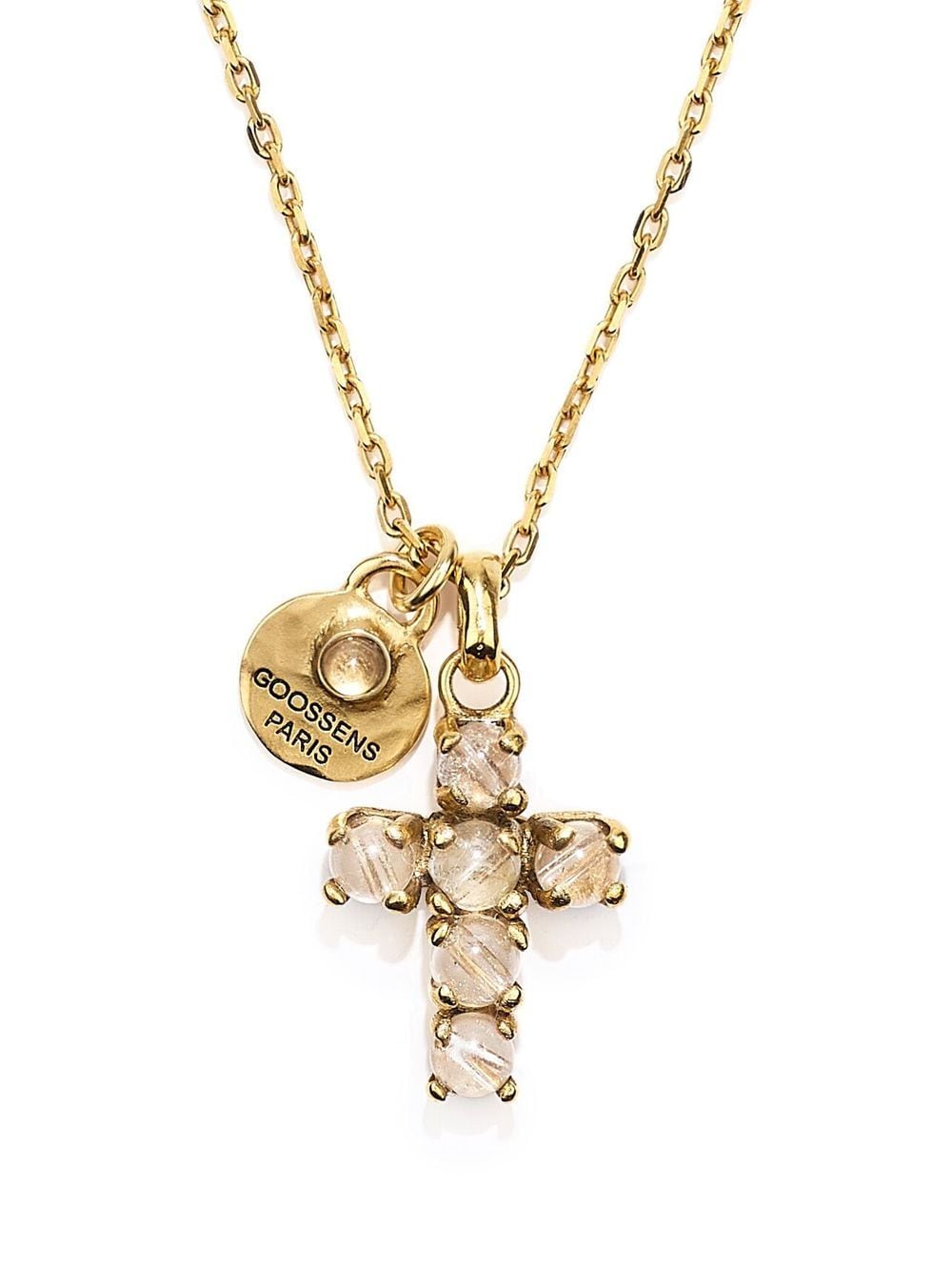 Goossens quartz-embellished cross-pendant necklace - Gold von Goossens