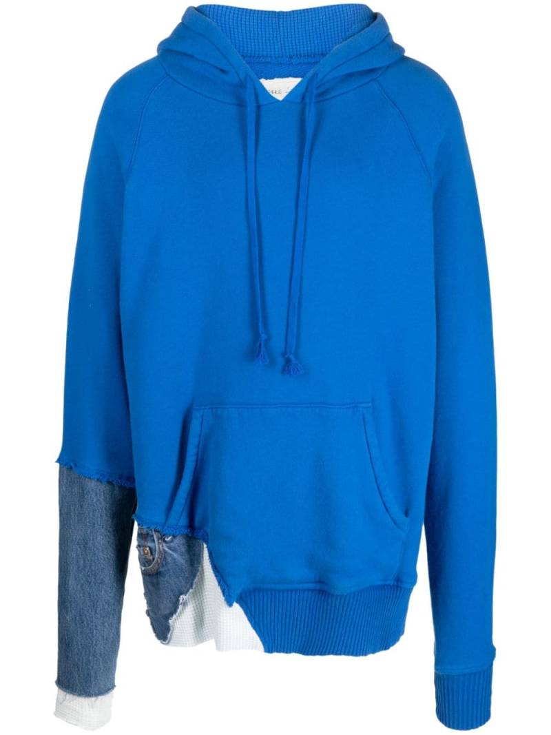 Greg Lauren Fragment panelled hoodie - Blue von Greg Lauren