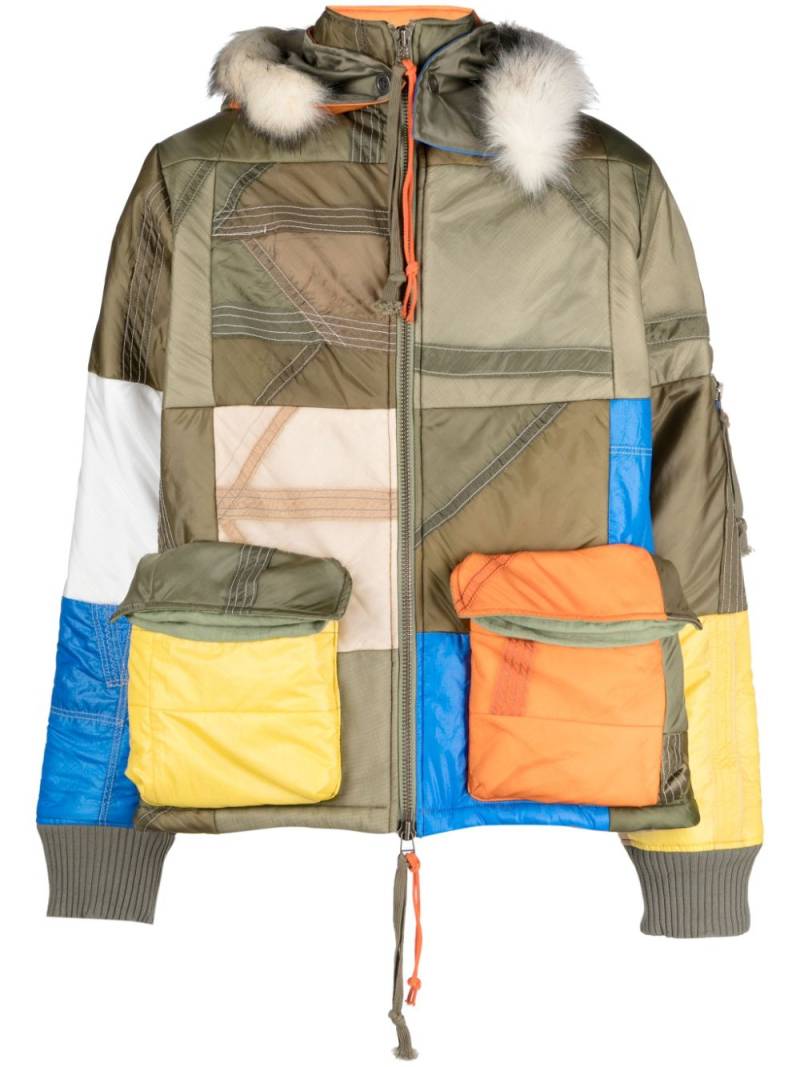 Greg Lauren Parachute Scrapwrk color-block panelled jacket - Green von Greg Lauren