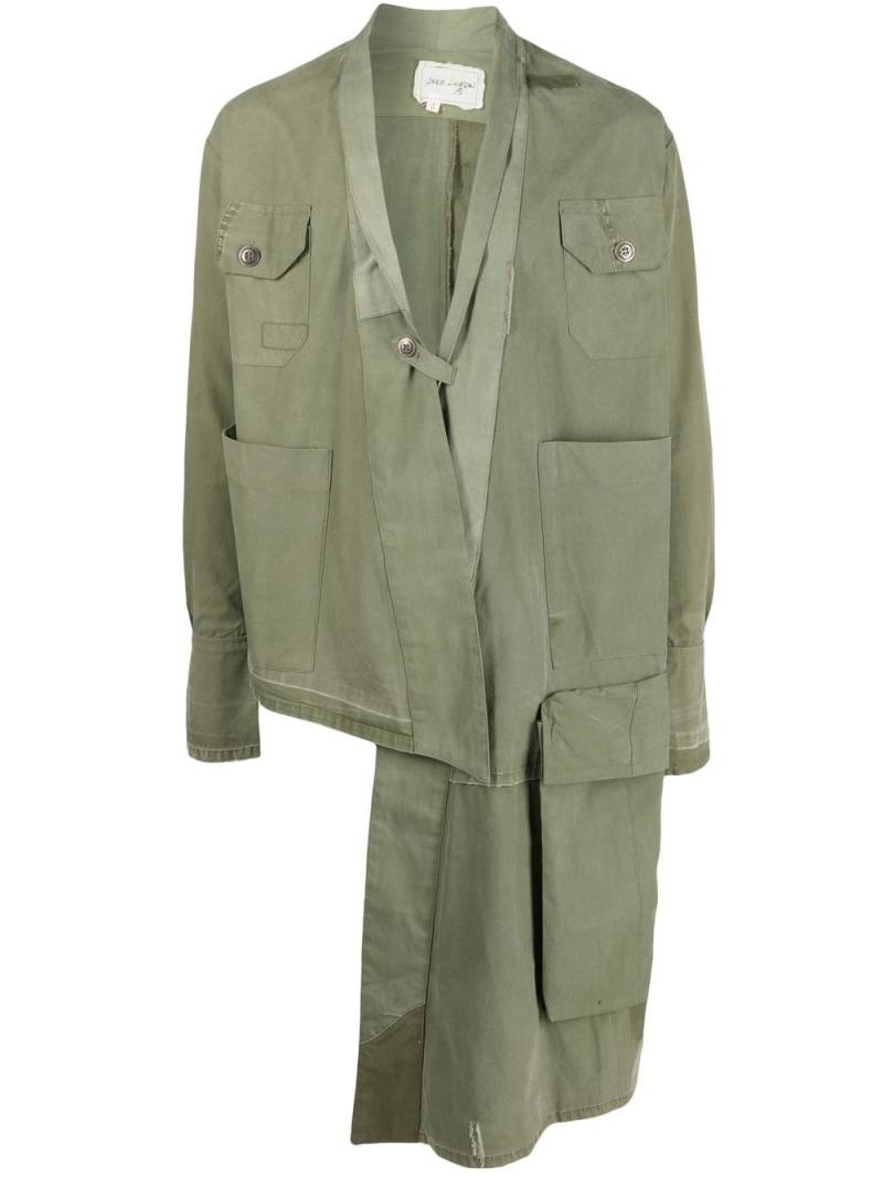Greg Lauren asymmetric draped coat - Green von Greg Lauren