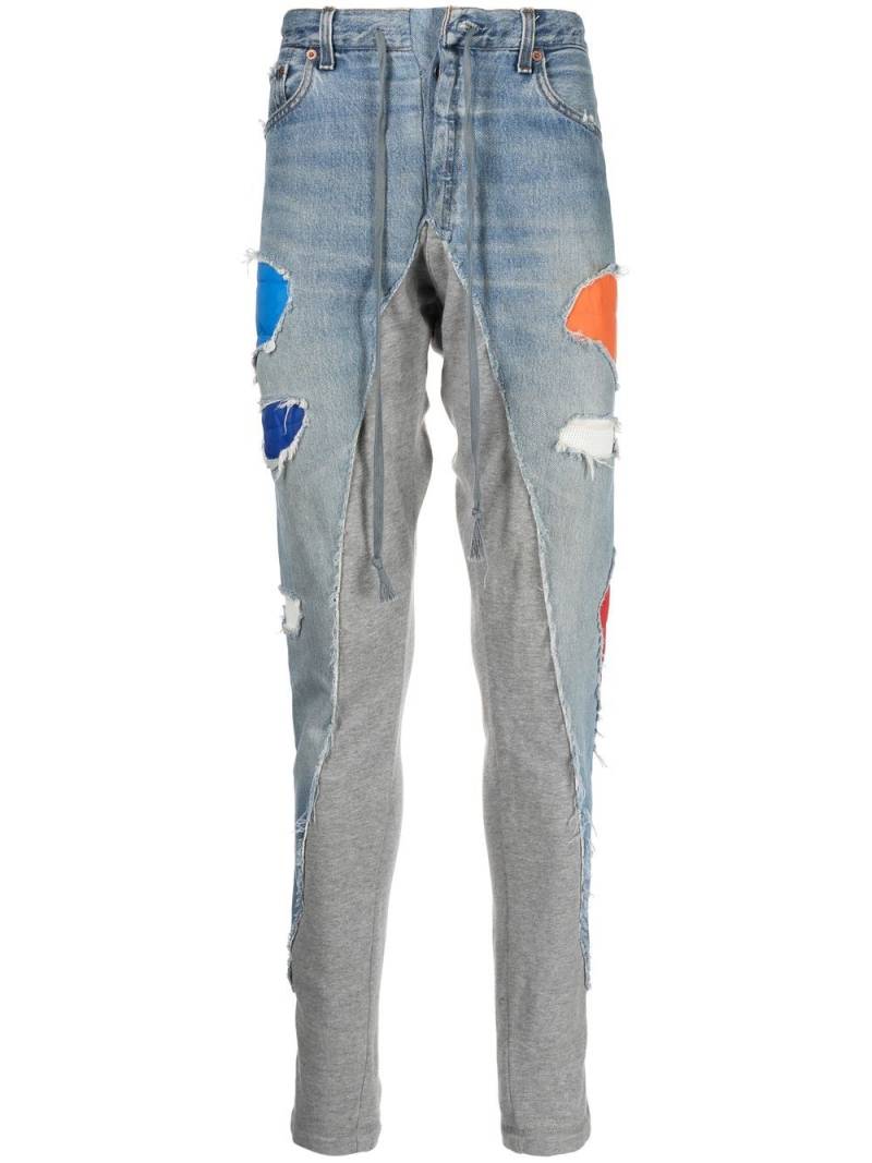 Greg Lauren denim patchwork joggers - Blue von Greg Lauren