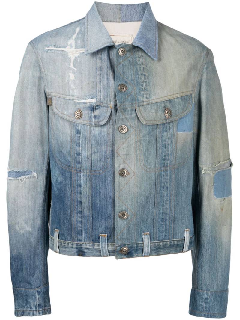 Greg Lauren distressed-effect denim jacket - Blue von Greg Lauren