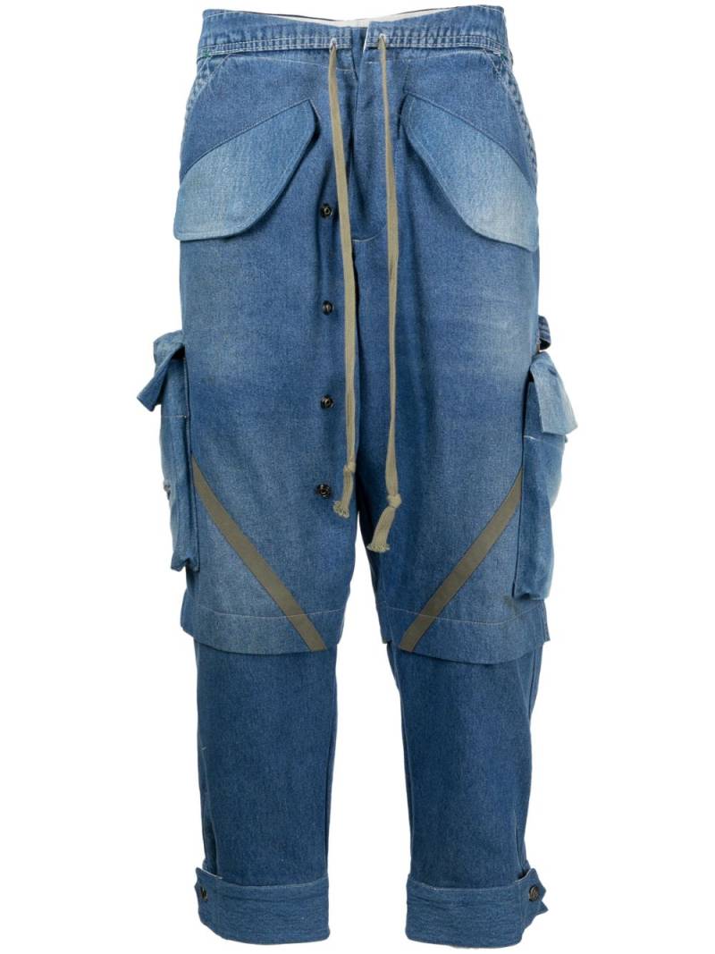 Greg Lauren panelled washed jeans - Blue von Greg Lauren