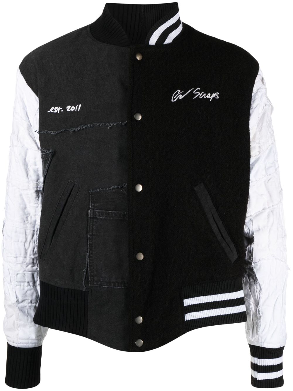 Greg Lauren panelled wool-cotton bomber jacket - Black von Greg Lauren