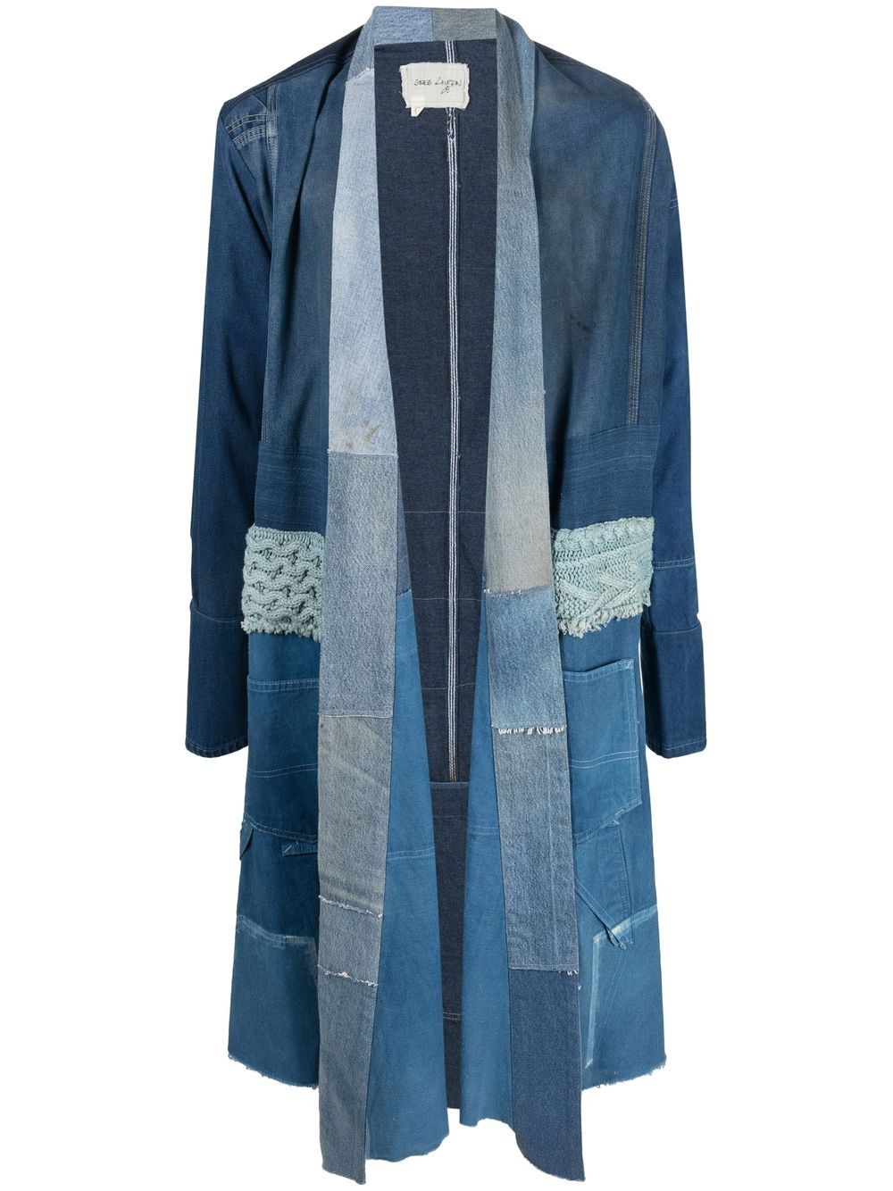 Greg Lauren patchwork cotton coat - Blue von Greg Lauren