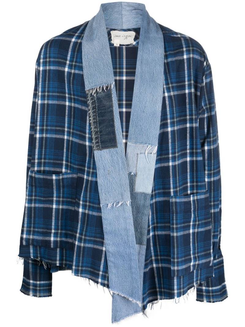 Greg Lauren patchwork-design cotton jacket - Blue von Greg Lauren