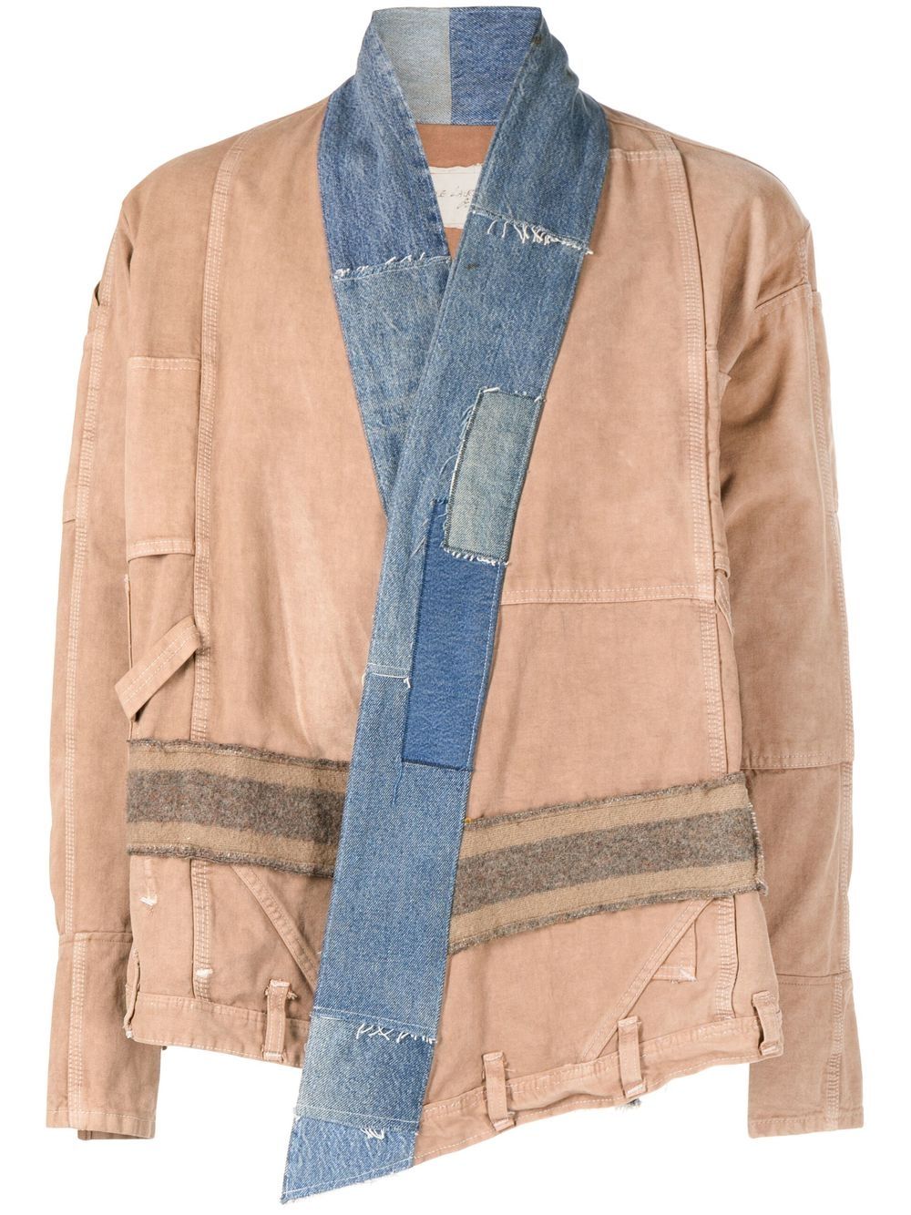 Greg Lauren patchwork-design denim-trim jacket - Brown von Greg Lauren