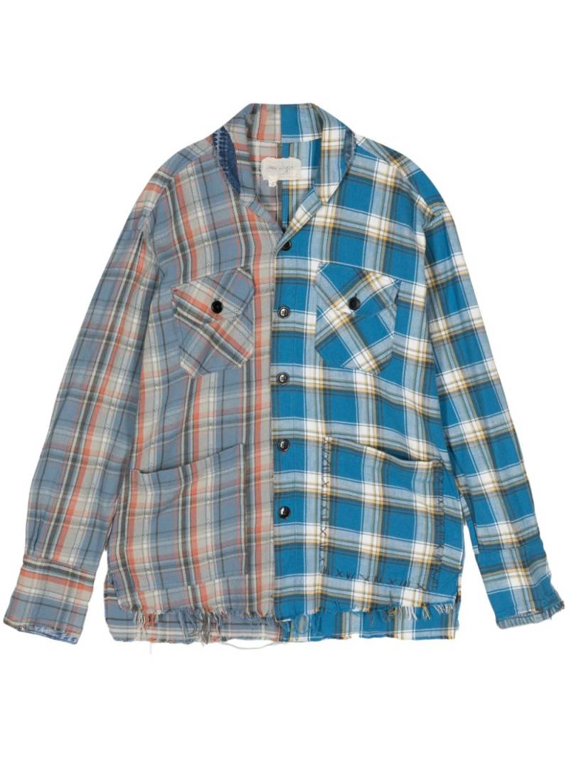 Greg Lauren plaid patchwork shirt - Blue von Greg Lauren